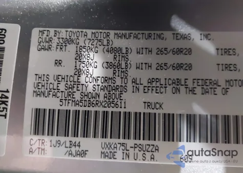 2024 Toyota Tundra 1794 Edition z USA, uszkodzony, nr VIN 5TFMA5DB6RX205611